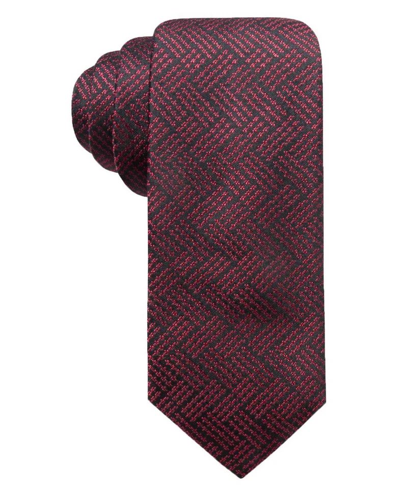 Alfani Men Red Geometric Silk Tie Classic Skinny Slim Necktie 57 .5