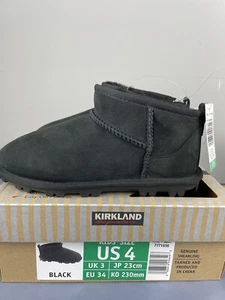 Kirkland Signature Black Kids Shearling Sheepskin Lightweight Ankle Hit Size4 - Picture 1 of 6