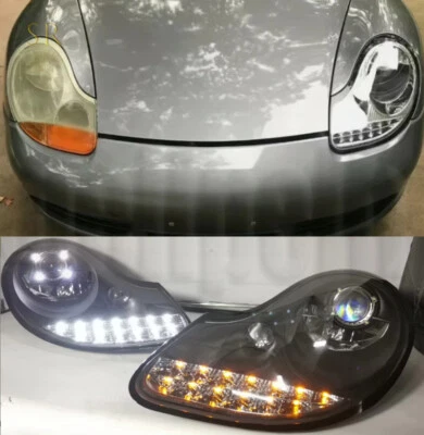 LED DRL Beam Lens Projector Headlights For Porsche 911 996 Boxster 986 1997-2004 Foto 1 de 4