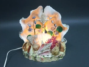 Vintage Shrine Religious Crucifix Cross Sea Shells Seashell Souvenir Nite Light - Picture 1 of 7