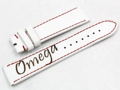 手表表带真皮白色拼接红色工匠意大利制造20毫米手表 — 第 1/4 张图片