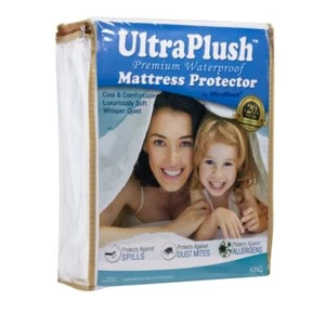 KING SIZE MATTRESS PROTECTOR WATERPROOF HYPOALLERGENIC ULTRA BLOCK ULTRA PLUSH - Picture 1 of 7