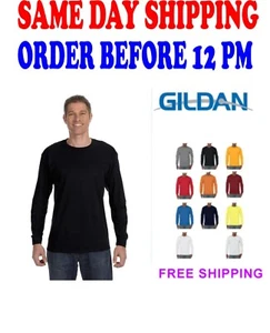 Gildan Cotton Long Sleeve T Shirt Mens Blank Casual Plain Tee Sport 5400 - Picture 1 of 13