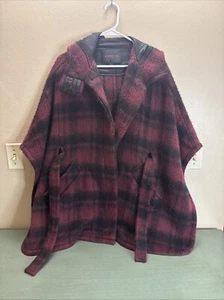 Coach Wool Hooded Belted Plaid Cape Poncho Coat XS/S - Picture 1 of 12
