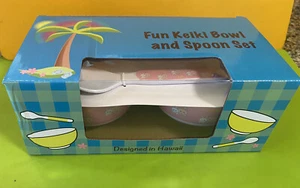 Hawaii Fun Keiki Chid Pink Bowl And Spoon Set Aloha Beach Designs Puppy 4 Pieces - Picture 1 of 10