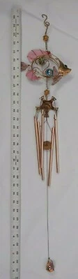 CARILLÓN DE VIENTO MARCA EVERGREEN 32 pulgadas vidrio con cuentas metal rosa tropical 6 pulgadas PECES NUEVO EN CAJA Foto 1 de 4