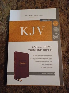 KJV Thinline Bible Large Print Vintage Series Leathersoft Brown Red Letter NEW - Imagen 1 de 1
