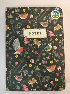Birds A5 notebook 290 lines pages RSPB charity robin blue tit bullfinch wren - Picture 1 of 4