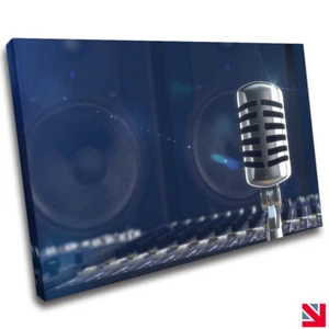 MUSIC MICROPHONE CANVAS Wall Art Picture Print A4 - Picture 1 of 3
