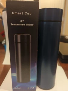 Termo inteligente AZUL botella aislada acero inoxidable frasco de vacío pantallas LED  - Imagen 1 de 5