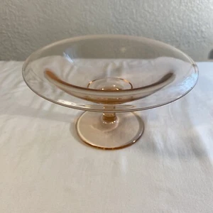 Vintage Pink Depression Glass Rolled Edge Round Compote Small Stemmed Dish 3.5”H - Picture 1 of 12