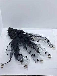 2 IN 1 Stil Herz und Perlen Haar Scrunchies Bommelbänder Satin Damen Mädchen - Bild 1 von 4