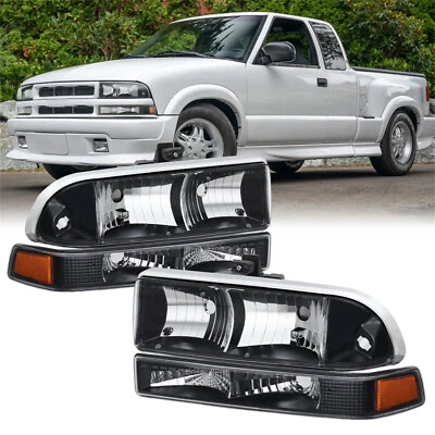Headlights Assembly Black Housing Amber Corner Fit For 98-04 CHEVY S10/BLAZER Foto 1 de 4