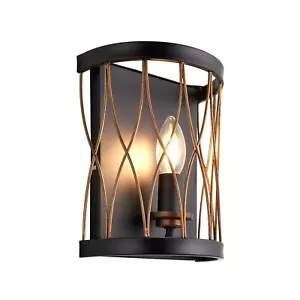 Matt Black and Rustic Bronze Wall Light 40W E14 Endon Heston 61499 - Picture 1 of 9