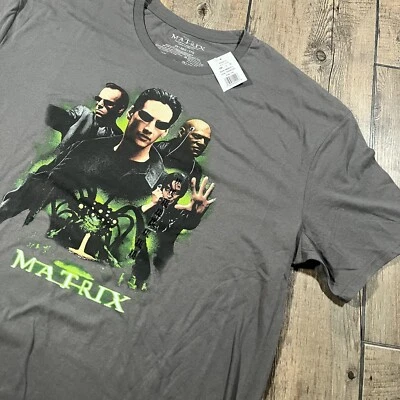 The Matrix T Shirt Mens XXL Gray Licensed Crewneck Graphic Movie Keanu Neo NEW - Image 1 of 4