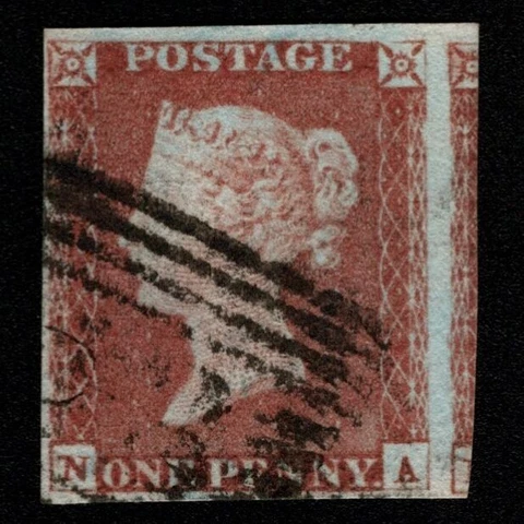 SG8 (BS56) 1d Red Imperf Plate 67 - NA - 4 Margin - Very fine Cover