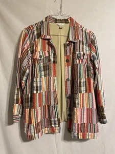 C.J. Banks Damen Jacke leicht kariert Patchwork Knopfleiste mehrfarbig 3X - Bild 1 von 3