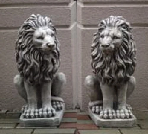  2 Löwen Set (S103055+S103056) Torwächter Gartenfiguren Statuen Steinguss 53 cm - Bild 1 von 1