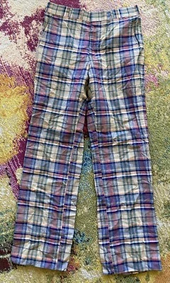 Calça Madras Vintage Anos 60 Anos 70 Corbin Pit Loom Tamanho 30x30 Xadrez Tecido à Mão Golfe - Imagem 1 de 4