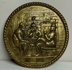 BRASS : small Peerage Plaque - Tavern Scene 6.5" - Picture 1 of 3