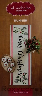 St Nicholas Square Festive Merry Christmas Table Runner 13x36 in NWT - Image 1 of 2