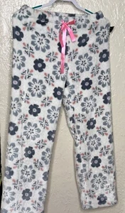 Pigiama H2G Lounge Pantalone Donna Medio Bianco Floreale Peluche Elastico Vita - Foto 1 di 8