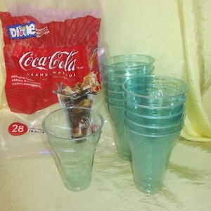 12x - 16 ounces green old storage plastic disposable COKE CUPS coca cola Dixie - Picture 1 of 5