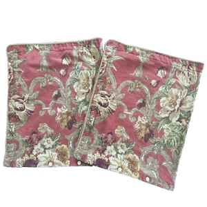 Rose Tree Floral Reversible Coral Corded Edge KING Pillow Shams Set of 2 - Picture 1 of 9