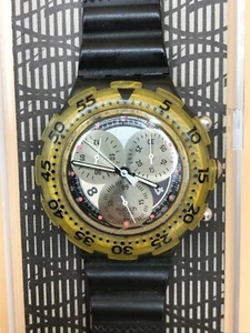 Orologio Swatch Aqua Chrono ONDA NERA (SBM103)-nero/argento-grosso Ø44mm -L@@K! - Picture 1 of 9