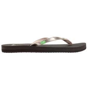 Sanuk Yoga Spree 4 Metallic Flip Flops Womens Gold Casual Sandals 1097929-RGL - Picture 1 of 7
