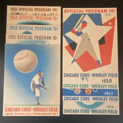 1950-1959 Chicago Cubs Wrigley Field Scored Program Lot of 9 Banks Rookie Year - Image 1 of 4