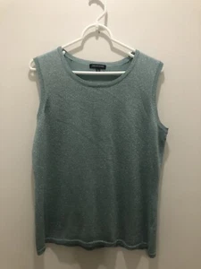 Blusa Notations verde con filo argento senza maniche misto poliestere taglia large - Foto 1 di 6