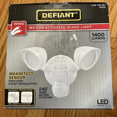 Defiant MaxDetect 240-Degree White Motion Activated Wired Outdoor 2-Head - Image 1 of 3
