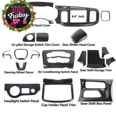 20x Carbon Fiber Interior Steering Center Console Trim Kit for Dodge Charger 15+ - Image 1 of 4