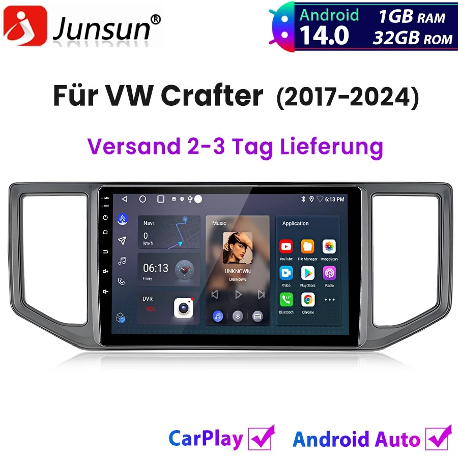 Für VW Crafter 2017-2024 Android14 Apple Carplay Autoradio GPS Navi BT Wifi DAB+ - Bild 1 von 4