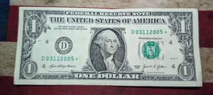 March 11, 2005 #D03112005* $1 One Dollar Fancy Serial Number Birthday Star Note! - Picture 1 of 8