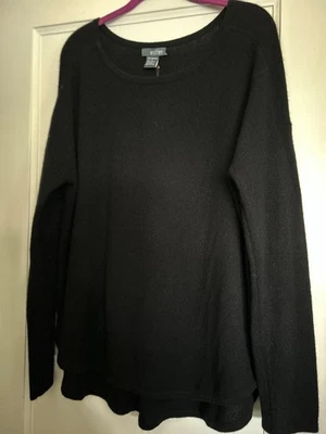 NWT - GRIFFEN LONG SLEEVE 100% CASHMERE SWEATER, PLEAT IN BACK, COLOR BLACK, XL - Image 1 of 4