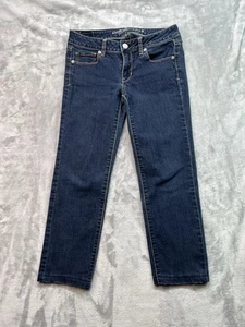 American Eagle Womens Sz 4 Blue Jeans Skinny Super Stretch Low Rise Denim Hemmed - Picture 1 of 14