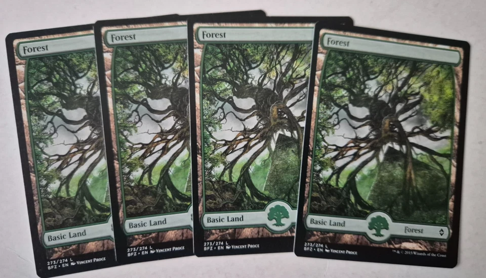 Magic The Gathering - MTG - Forest - Battle for Zendikar - Full Art x 4 - NM - Image 1 of 1