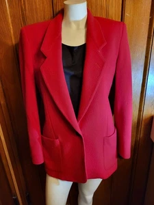 Vintage Augustus Women’s Red Wool Blazer Jacket Size 10 Lined, Pockets - Picture 1 of 15