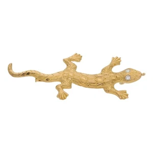 Eidechsen Brosche 750/000 (18 Karat) Gold mit Brillanten, Second Hand, getragen - Bild 1 von 3