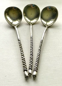 3 russische Silberlöffel gedrehter Griff antik - Bild 1 von 5