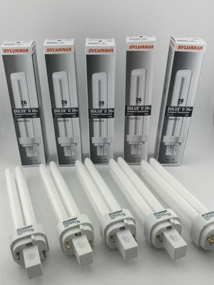 ⚡️5 Pack⚡️ SYLVANIA Dulux 26W Compact Fluorescent Bulbs 21114 CF26DD/835/ECO - Image 1 of 4