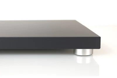 HiFi Gerätebasis schwarz - 45x35 cm - Füsse silber - audio-IN -bASE_black45S- - Bild 1 von 4
