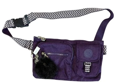 Kipling Presto Fanny Pack Hip Waist Belt Bag w/ Charm Puffy Fluff Purple - Image 1 of 4