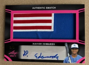 2017 LEAF METAL PG ALL AMERICAN PATCH AUTOGRAPH PINK XAVIER EDWARDS AUTO 9/9 - Picture 1 of 2