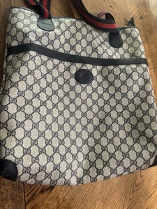 Authentic GUCCI vintage Gucci Shelly Line Tote Bag handbag With Dust Bag (K6) - Picture 1 of 12