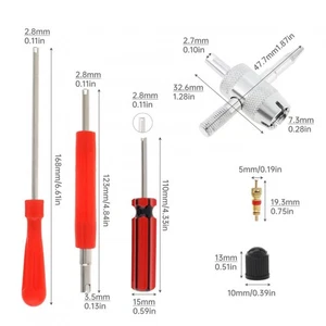 64Disassembly and Installation Kit 40 Brass Valves 20 Valve Caps Valve Core Tool - Imagen 1 de 9