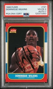 1986 Fleer AUTOGRAPH Dominique Wilkins Signed RC #121 PSA 4 PSA/DNA Auto. 7 - Picture 1 of 2