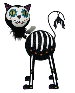 Vintage raro 12,5" Pier 1 giorno dei morti gatto glitter Halloween con pipistrello nuovo con etichetta - Foto 1 di 11